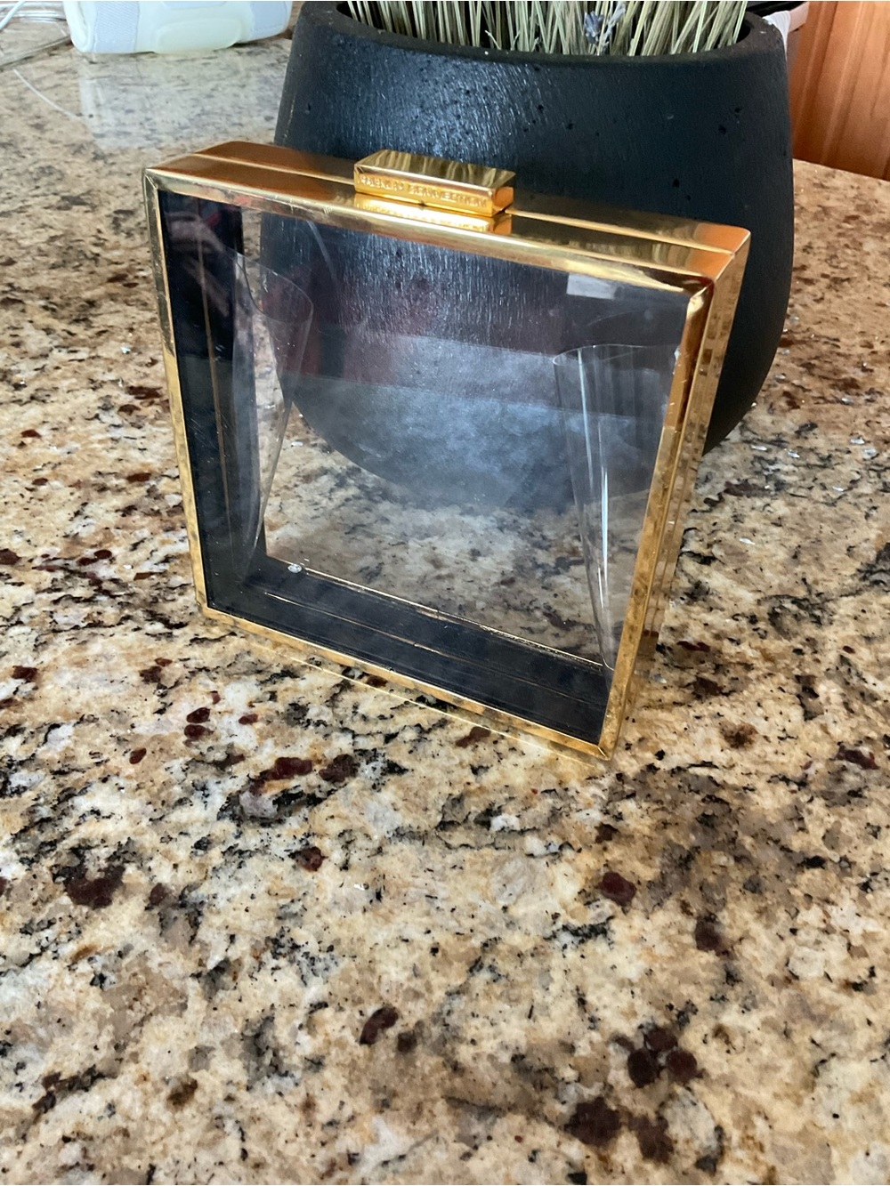 French Connection Gold Clear Mini Clutch